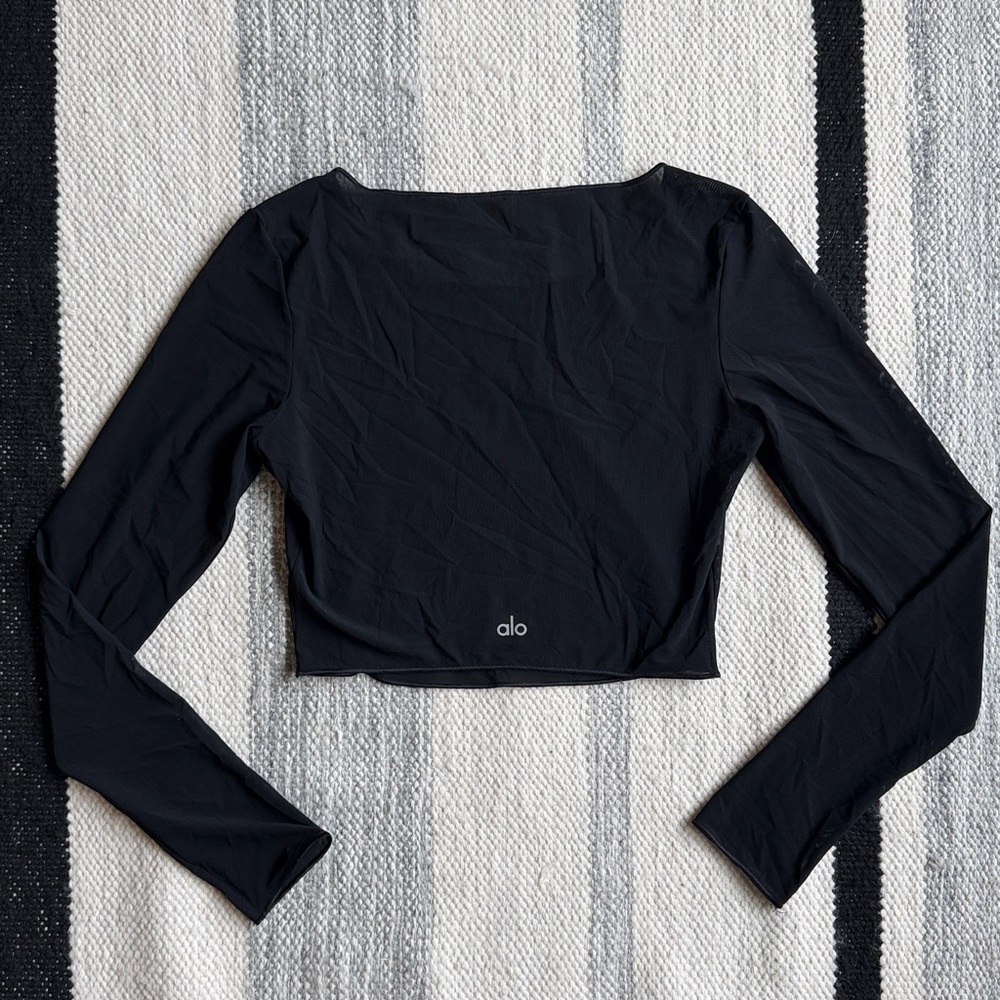 Alo Sheer Illusion Crop Long Sleeve Top - Picture 5 of 5